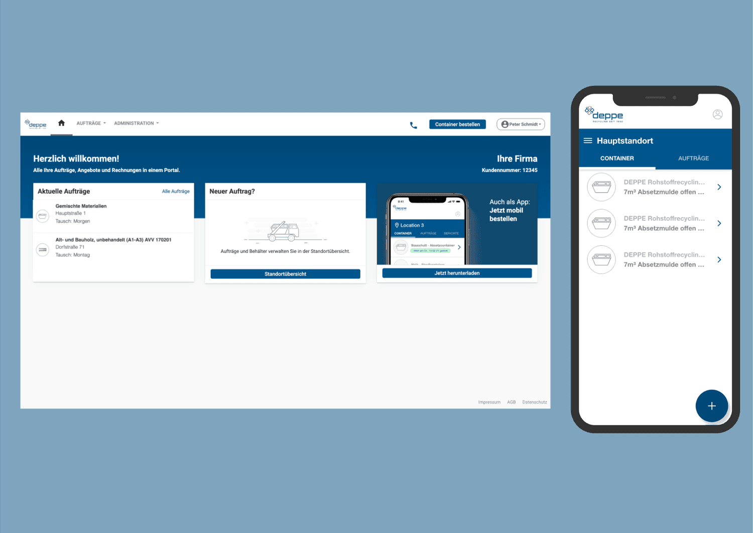 Deppe Entsorgung App und Portal